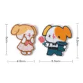 Cute couple embroidered patches set, cartoon girl and boy iron-on stickers for clothes. - PD818 Style / 1 Pair