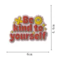 Detailed view of the inspirational quote embroidered patch, featuring cute designs and pink fabric. - Style DW9115-15