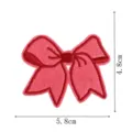 Pink bow embroidered patch for clothing DIY, exquisite red border design, size 5.8x4.8cm. - DW9806-37