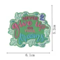 Close-up detail shot of the colorful embroidered motivational patch with lettering. - Style DW9115-22