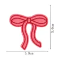 Pink bow embroidery patch for DIY clothing repair bags and hair accessories detail view 5.9x5.6cm - DW9806-35
