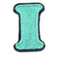 Turquoise letter I embroidered patch for clothing DIY, decorative fabric accessory badge applique. - Letter I