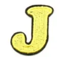Yellow letter J embroidered patch, alphabet clothing accessory DIY iron on badge patch. - Letter J