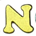 Yellow embroidered letter N patch detail view, perfect for clothing DIY accessories decoration. - Letter N