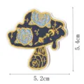 Celestial mushroom embroidered patch with floral rose and moon design for DIY clothing bag decor - DW9056-2
