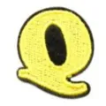 Yellow black embroidered letter Q patch DIY clothing accessory decorative applique badge. - Letter Q