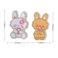 Cute rabbit embroidered patches for clothing, DIY self-adhesive fabric stickers, 5.5x3.5cm - PD825 Style / Set of 2