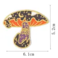 Detailed view of mystical mushroom embroidered patch with celestial moon pattern, 6.1x5.2cm. - DW9056-14