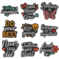 Bestickte Spruch Aufnäher Set, schwarze motivierende Text Stoff Abzeichen für DIY Kleidung Jacken. - 9-Teiliges Set Slogan Stil (XD9201一套)