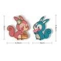 Cute cartoon squirrel embroidered patch set, pink and blue fabric sticker for phone case. - PD831 Style / Set of 2
