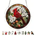 Ronde acryl kardinaal puzzel hangbord met ketting, perfect voor kerstraamdecoratie. - PT-TYU306