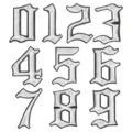 Gothic number 0-9 iron-on embroidered patches white cloth apparel DIY repair badge craft - 9967-2