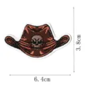 Vista dettagliata dellatoppa ricamata con teschio da cowboy western, cuciture precise. - Cappello Cowboy Teschio (DW9050-7)
