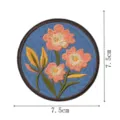 Round floral embroidered patch with adhesive backing, 7.5cm pink flowers garment accessory - Style 7 (DW9186-7)