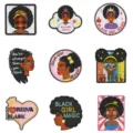 Set of 9 Afro black girl magic embroidered patches DIY clothing jacket badge appliques - Set of 9