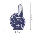 Blue number one foam finger embroidered patch detail view showing dimensions 6.8x4.2cm. - Number 1 Gesture Style (DW9807-41)