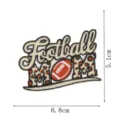 Football mom embroidery patch close up detail view featuring leopard print and sports theme - Football MOM Style (DW9807-42)