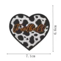 Cow print heart embroidery patch with football text, clothing DIY apparel accessory iron on. - Cow Print Heart Style (DW9807-46)