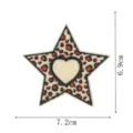Leopard print star embroidery patch with heart motif, DIY clothing accessory, 7.2x6.9cm - Leopard Star Style (DW9807-47)