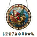 Acryl kerstman gebrandschilderd glas hangend bord detail met mini feestelijke vormen - PT-TYU318