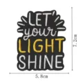 Close-up detail of embroidered patch featuring motivational slogan text and size measurements. - LET your LIGHT SHINE(DW9200-6)