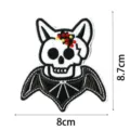 Vista dettagliata della toppa ricamata scheletro pipistrello Halloween, stile gotico. - Pipistrello Teschio (DW9080-5)