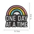 Embroidered rainbow patch inspirational quote badge DIY clothing jacket bag decor - ONE DAY AT A TIME(DW9200-8)