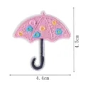 Pink floral umbrella embroidered patch for clothing DIY decoration, cute fabric applique badge. - DW9171-9