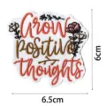 Bohemian embroidered patch featuring positive quote 'Grow positive thoughts', detailed craftsmanship. - DW9121-8