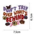 Bohemian embroidery patch positive energy quote embroidered badge for clothing bags 7.5x6.1cm - DW9121-13