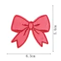 Pink bow embroidered cloth patch for clothing repair and bag decoration. Size: 6.3x5.4cm. - DW9806-34