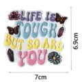 Embroidered patch inspiring quote life is tough badge DIY clothing backpack decor - DW9121-15