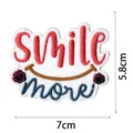 Bohemian style embroidered patch with smile more text design, ideal for bags and clothing decor. - DW9121-21