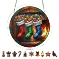 Kerst acryl hangende puzzel hanger met open haard ontwerp en kleurrijke feestelijke stukjes. - PT-TYU311