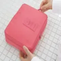 Pink travel storage bag for underwear and bras, portable multifunctional organizer pouch. - Watermelon red