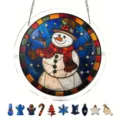 Kerst sneeuwpop acryl gebrandschilderd glas hangende decoratie raam display feest rekwisiet - PT-TYU319