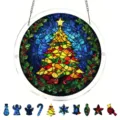 Plaque suspendue en acrylique de sapin de noël décoration de fenêtre pendentif pour maison - Petit 18.8cm (avec Chaîne en S & Crochet à Ventouse) / PT-TYU302