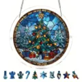 Noël Acrylique Vitrail Suspendu Attrape-Soleil Arbre De Noël Décoration De Fenêtre - Petit 18.8cm (avec Chaîne en S & Crochet à Ventouse) / PT-TYU303