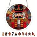 Notenkraker acryl glas-in-lood hangende puzzel raamdecoratie voor kerstvakantie display. - PT-TYU320