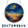 Kerst Acryl Puzzel Hangend Bord Raam Festival Decoratie Kerststal Scene Ornamenten - PT-TYU317