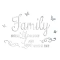 Familie vlinder acryl spiegel muursticker waterdicht zelfklevend huisdecoratie art - Zilver
