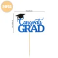 Graduation cake topper glitter blue Congrats GRAD 24pcs graduation party decoration supplies. - Graduation Cake Topper / 24 Pieces Set / Sapphire Blue