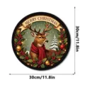 Christmas light up hanging sign LED window pendant decoration 30cm round holiday ornament - Style FGGP073 / With Hooks (Mailing Box)