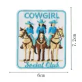Embroidered cowgirl patch cute horse western decorative iron on badge for clothing apparel - Cowboy Riding (DW9811-2)