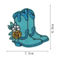 Western Cowboy Stiefel gestickter Aufnäher, blaue Blumen Stoff Abzeichen für Kleidung DIY. - Cowboy Stiefel (DW9811-4)