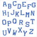 Blue and white embroidered alphabet letter patches A-Z iron on patches for clothing. - 26 Pieces/Pack / White Background with Colorful Blue Letters