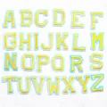 Alphabet embroidery patches set, A-Z yellow letters with blue border, DIY clothing decor. - 26 Pieces/Pack / Blue Background with Yellow Letters