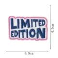 Close up detail view of embroidered limited edition patch with pink and white border. - Embroidered Patch (DW9805-25)
