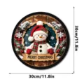 Christmas snowman wooden hanging sign with LED lights, 30cm round holiday festival decoration pendant. - Style FGGP074 / With Hooks (Mailing Box)
