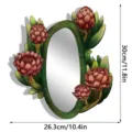 Boho floral decorative wall mirror with wooden oval frame and artistic botanical detail. - Artistic Floral / With Screws & Wall Plugs